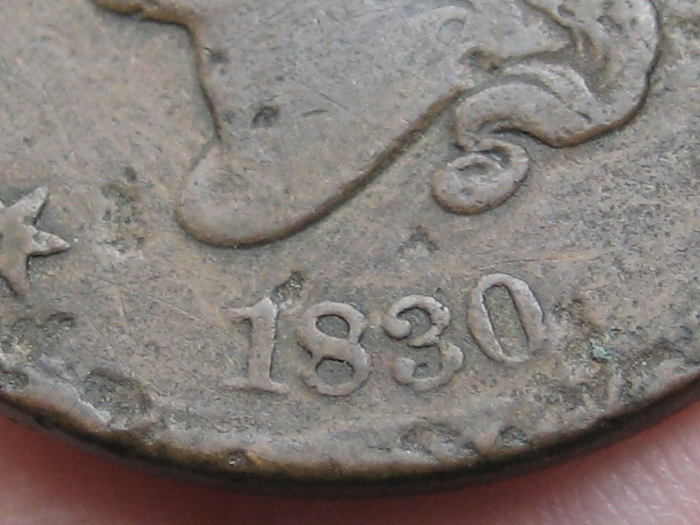 1830 Matron Head Large Cent Penny, Large Letters, Fine Details