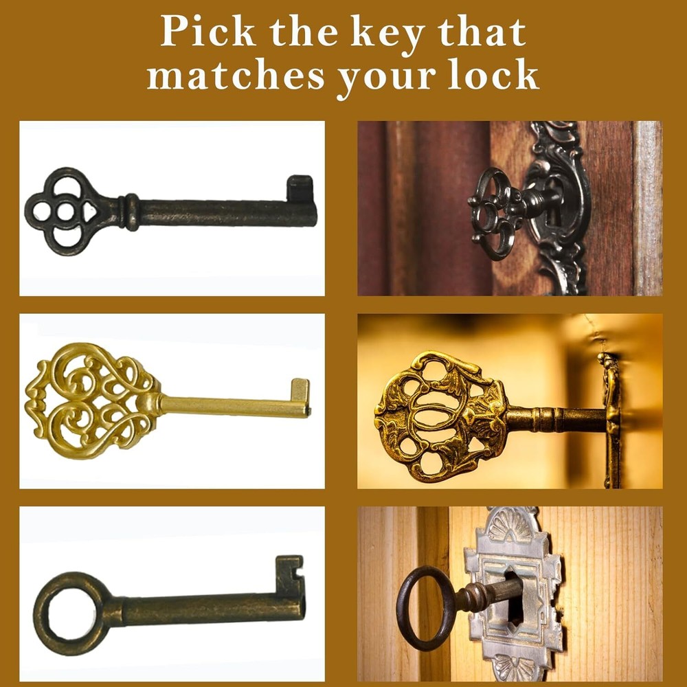 Universal Skeleton Keys Replacement 19Pcs Hollow Barrel Skeleton Key Set