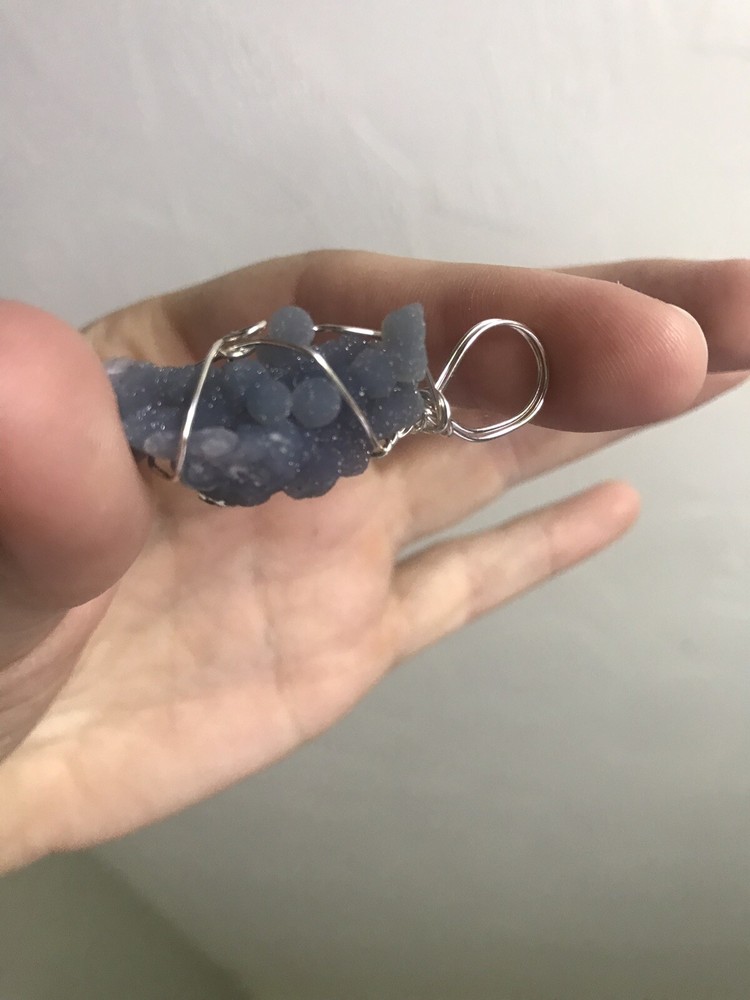 Beautiful Natural Grape Agate Sterling Silver Wrapped Pendant