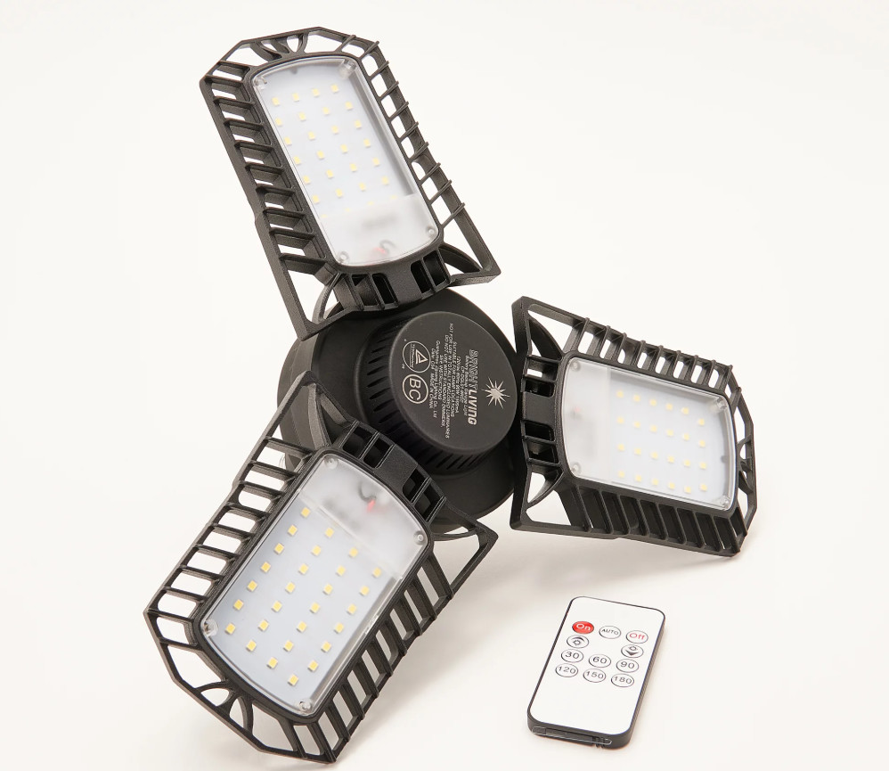 BrightLiving Tri-Panel LED Light with Motion Sensor & Battery Backup NEW