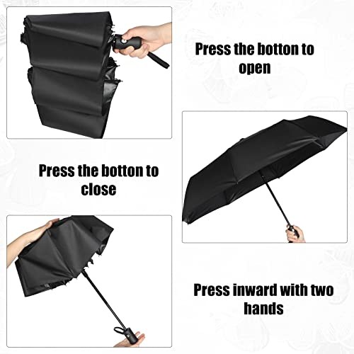 9 Pack Compact Umbrellas Bulk Folding Automatic Windproof Waterproof Black