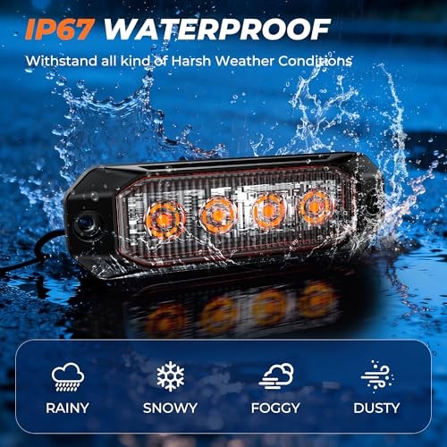 Amber Surface Mount Strobe Lights for Trucks,2026 Updated [SAE Class 1]
