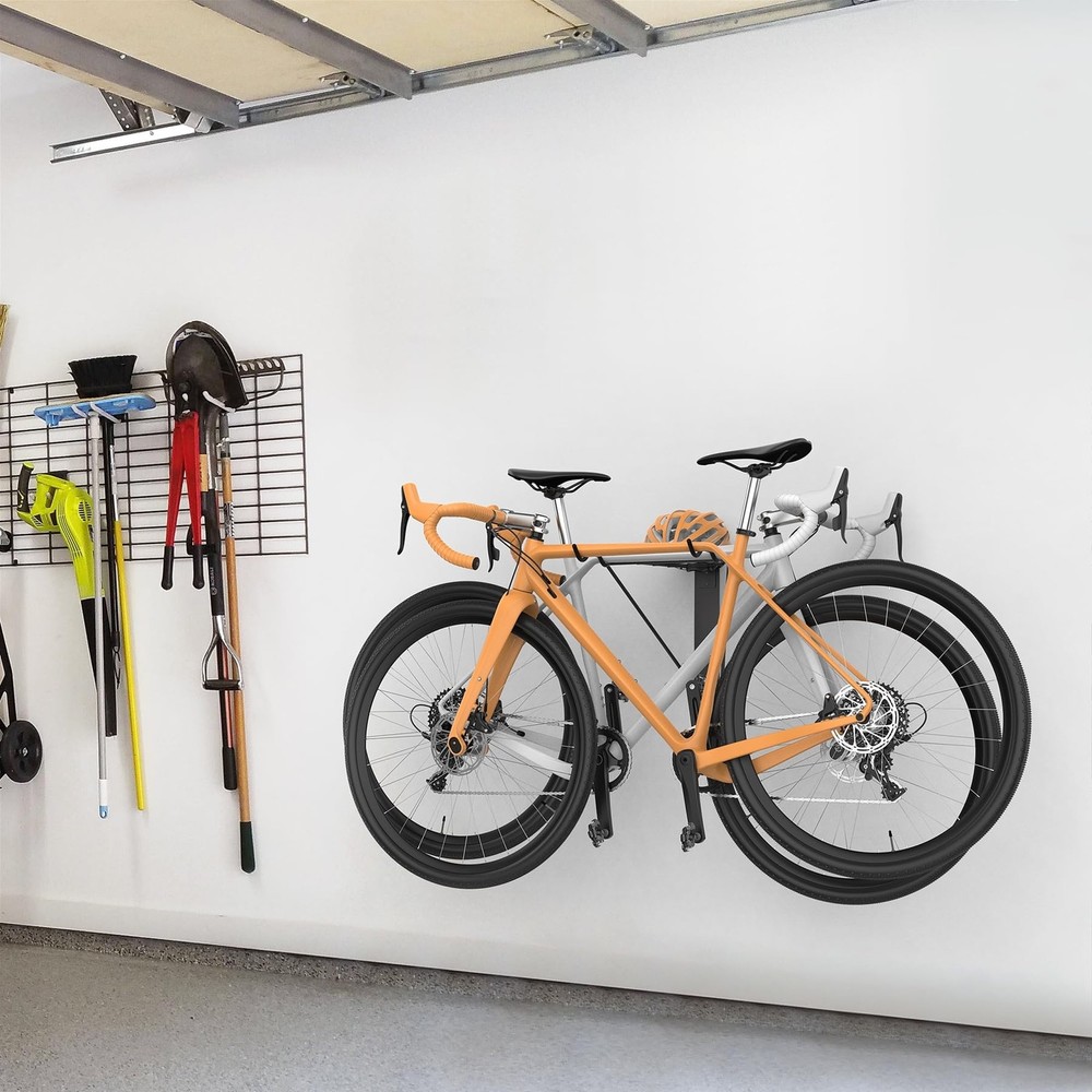 Wall Mounted Horizontal Bike Rack, Foldable Space Saving Bicycle Storage Solu...
