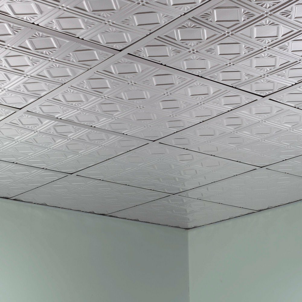 FASÄDE Easy Installation Pattern #4 Brushed Aluminum Glue Up Ceiling Panel