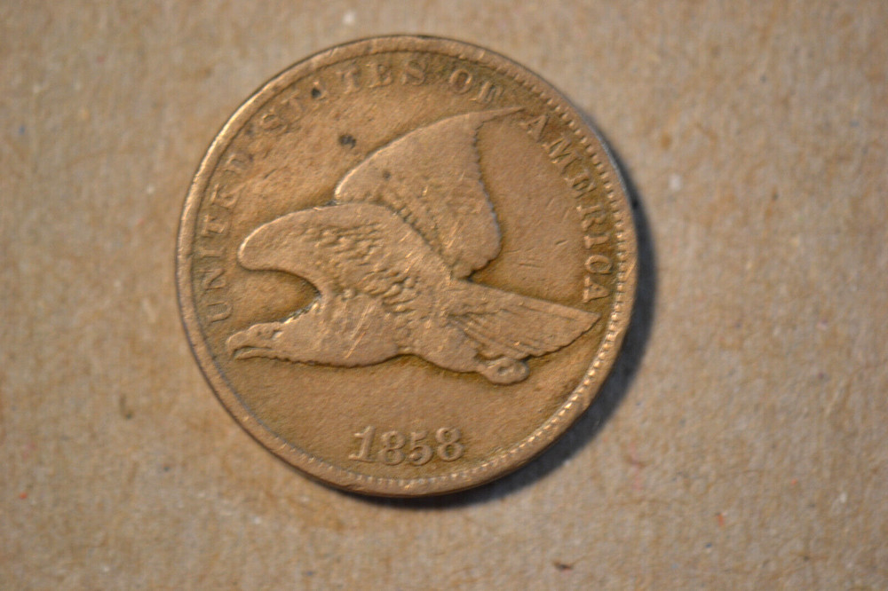 1858 Small Letters Flying Eagle Cent- Lightly Cleaned Very Fine.
