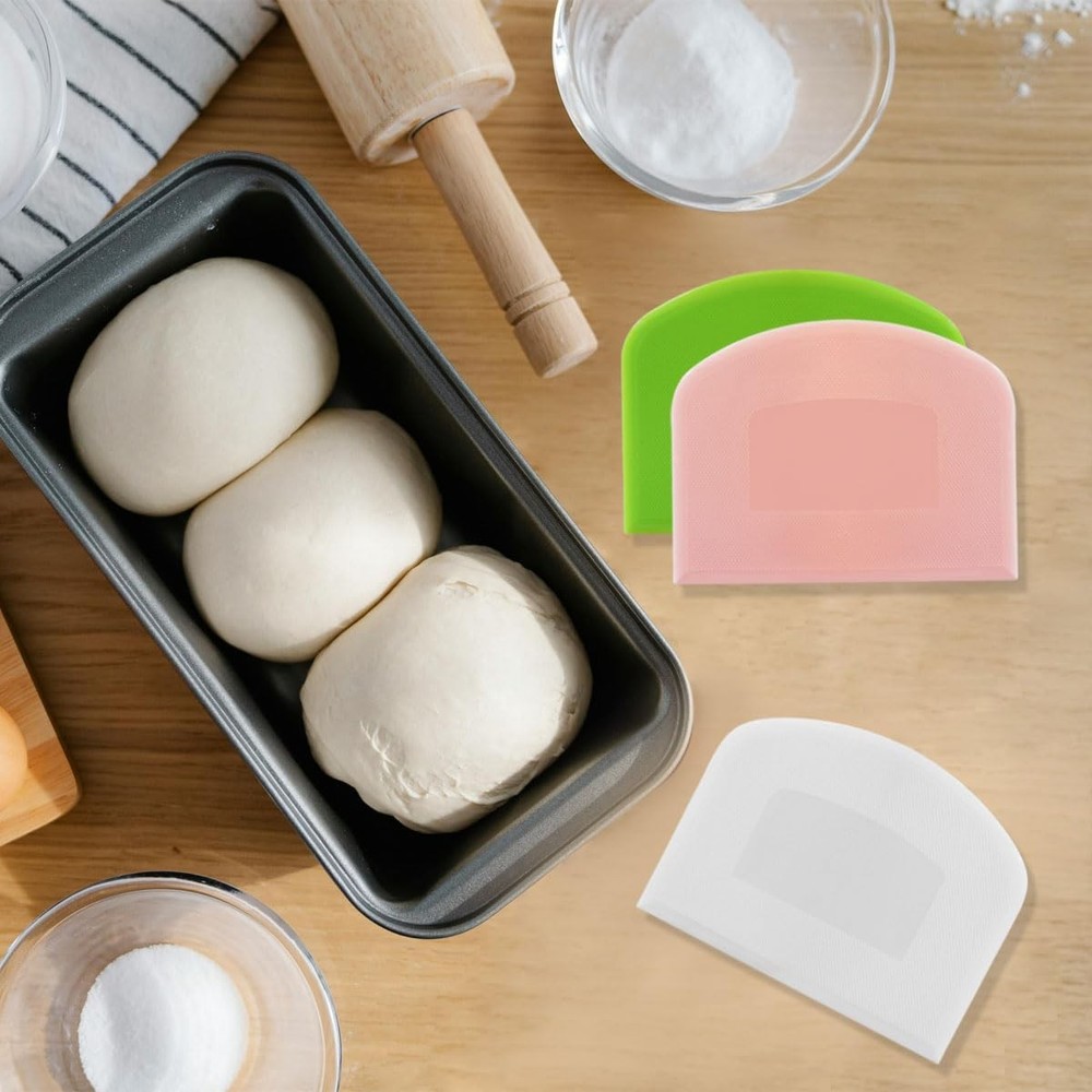 6 Pack Plastic Bench Scraper, Flexible Dough Scraper, Flexible Plastic Multip...