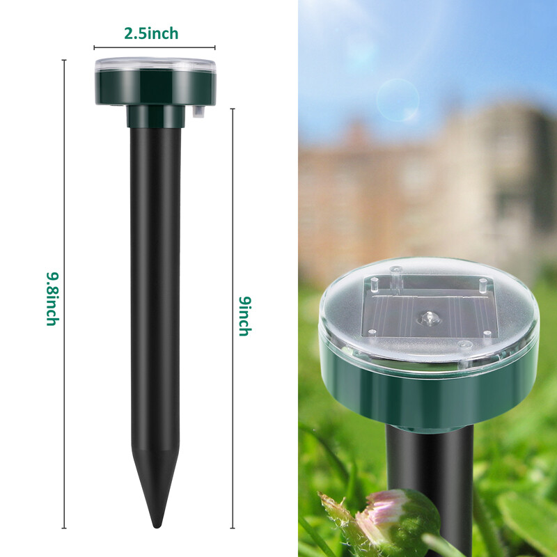 Solar Ultrasonic Animal Repeller Outdoor Mole Gopher Pest Control Spike W/ Light