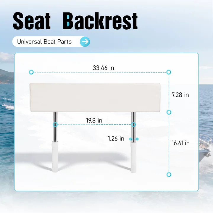 For Universal Leaning Post Backrest with Folding Arms Removable White+Silvery