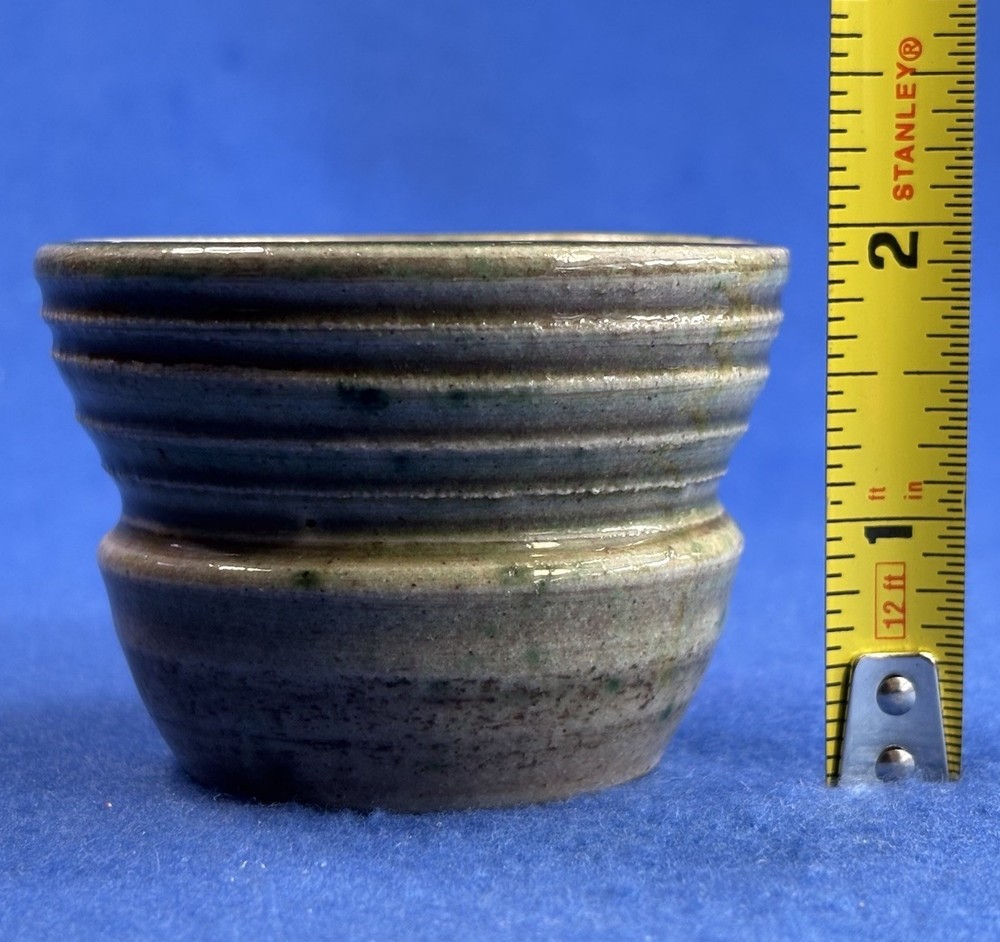 Vtg Studio Pottery Hand Made Mini Pot Initial Signed Irregular Brutalist MCM