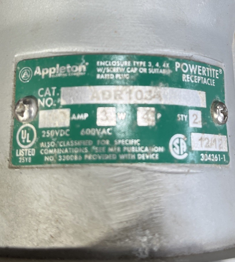 Appleton Powertite Receptacle ADR1034