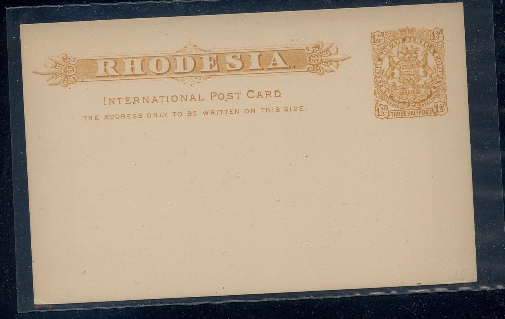 Rhodesia   1 1/2d  postal  card  unused