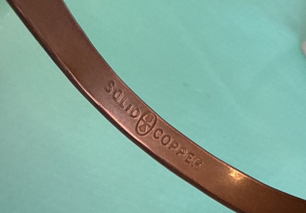 Vintage Southwest Solid Copper stamped Bangle Signed