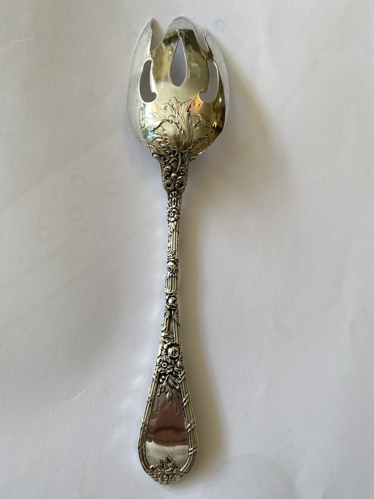 Gorham sterling Silver Dauphin Pierced Serving Spoon 8 3/8”