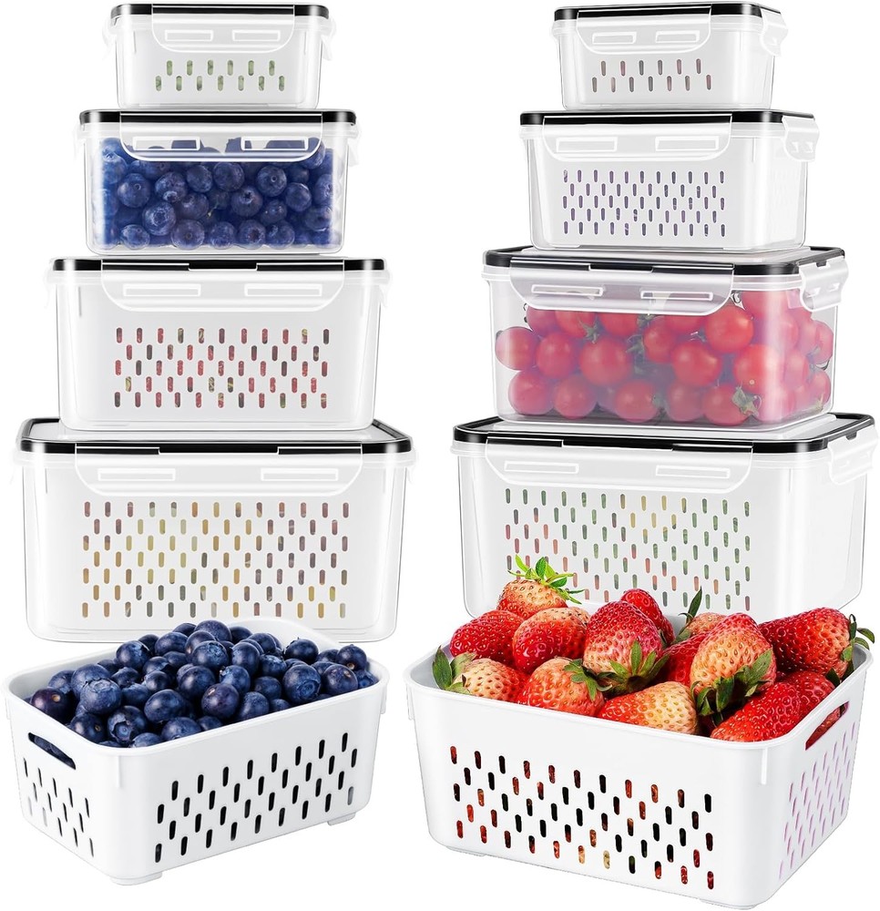 Refrigerator Fruit Preservation Box (with Removable Filter), 4-Piece Set