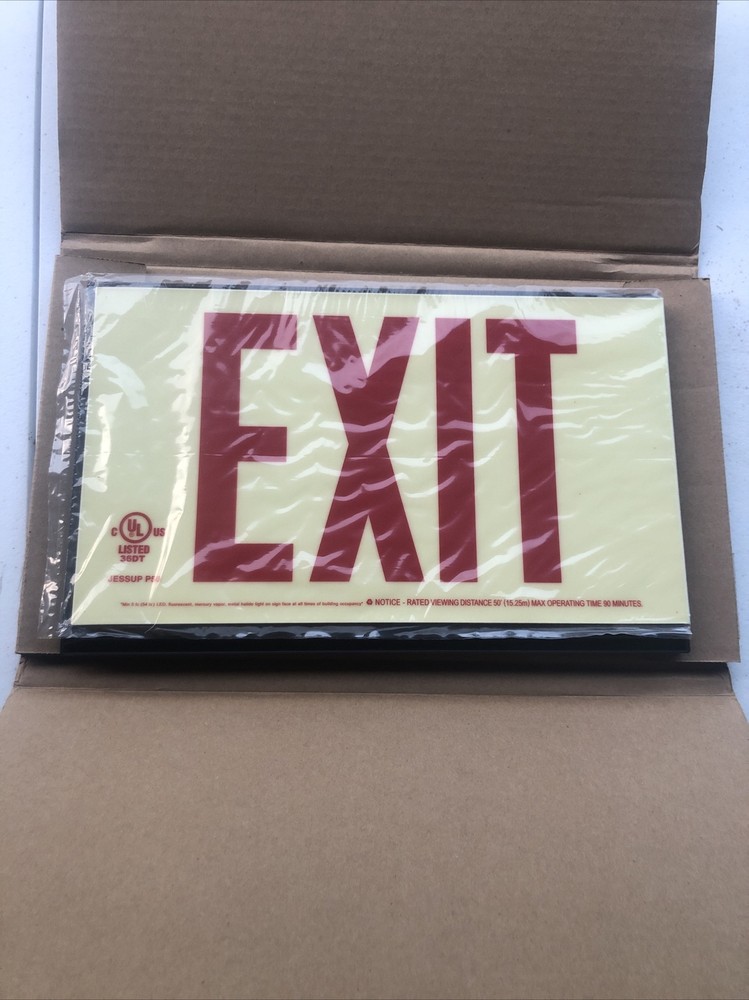 GloBrite Photoluminescent EXIT sign, red
