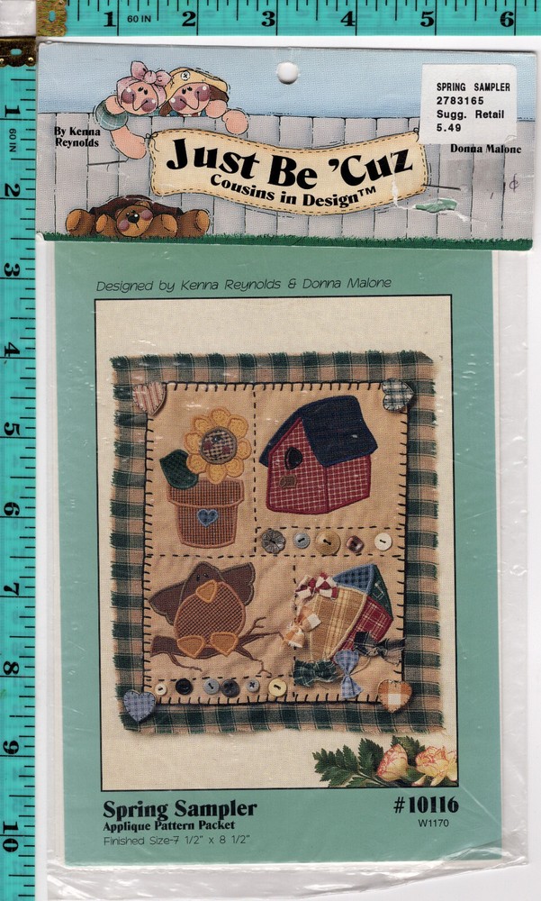 Spring Sampler" Darrow Production Co. Just Be 'Cuz Sewing Applique Pattern 10116