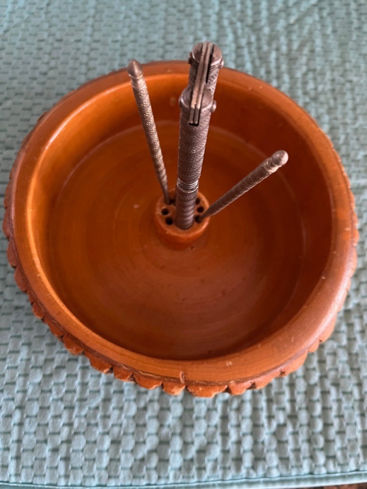 Vintage Nut Bowl Rustic Edge Tree Bark Set with 1 Nutcracker & 2 Picks