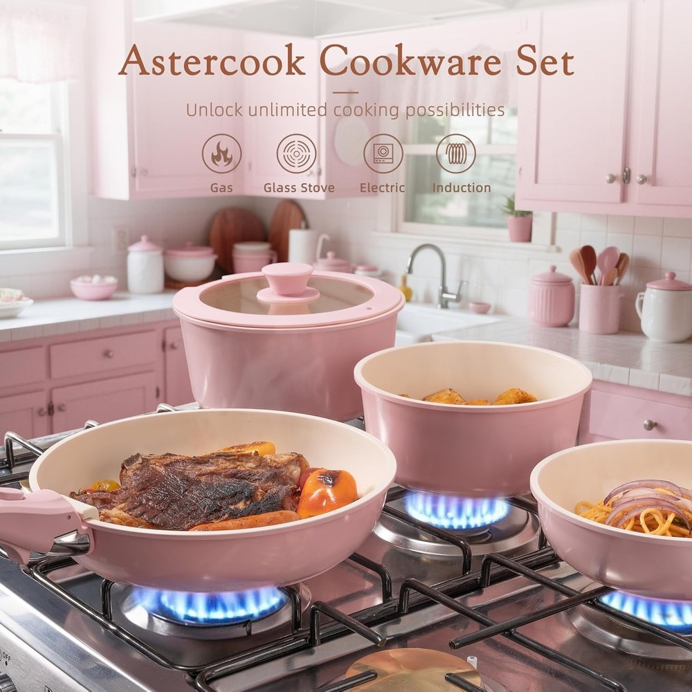 Stylish 21-Piece Oven Safe Cookware Set - Induction Ready & Space-Saving