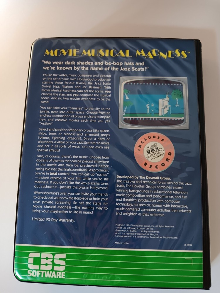 Commodore 64 Movie Musical Madness Computer Game Software Tested/Works CBS