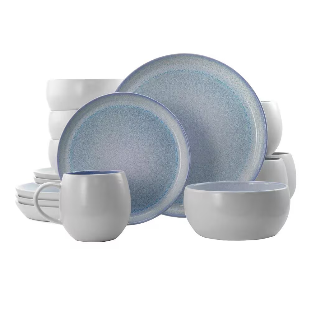 Mocha 16-Piece Blue Stoneware Dinnerware Set (Service for 4)