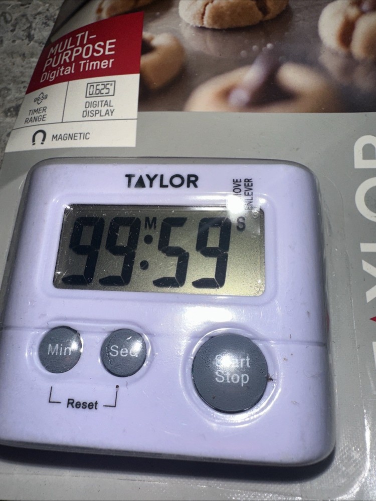 Taylor Multi-Purpose Large Display Digital Kitchen Timer With Magnetic Back Clip
