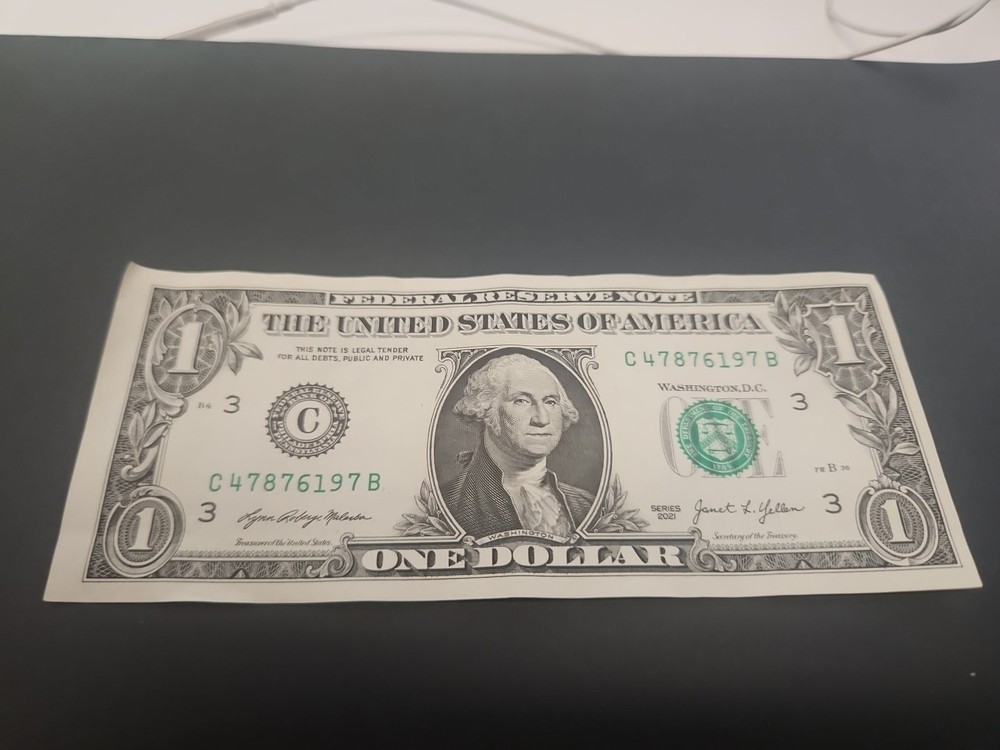 2021 One Dollar Bill misaligned Mint Condition
