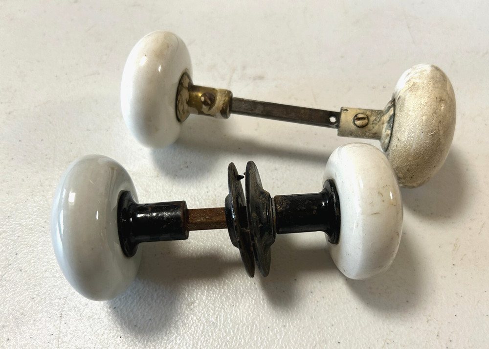 Vintage Porcelain White Door Knobs
