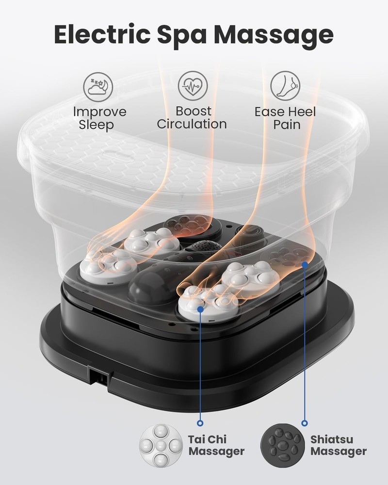 Collapsible Foot Spa Bath Massager with Heat, Precise Temp Control, Motorized...