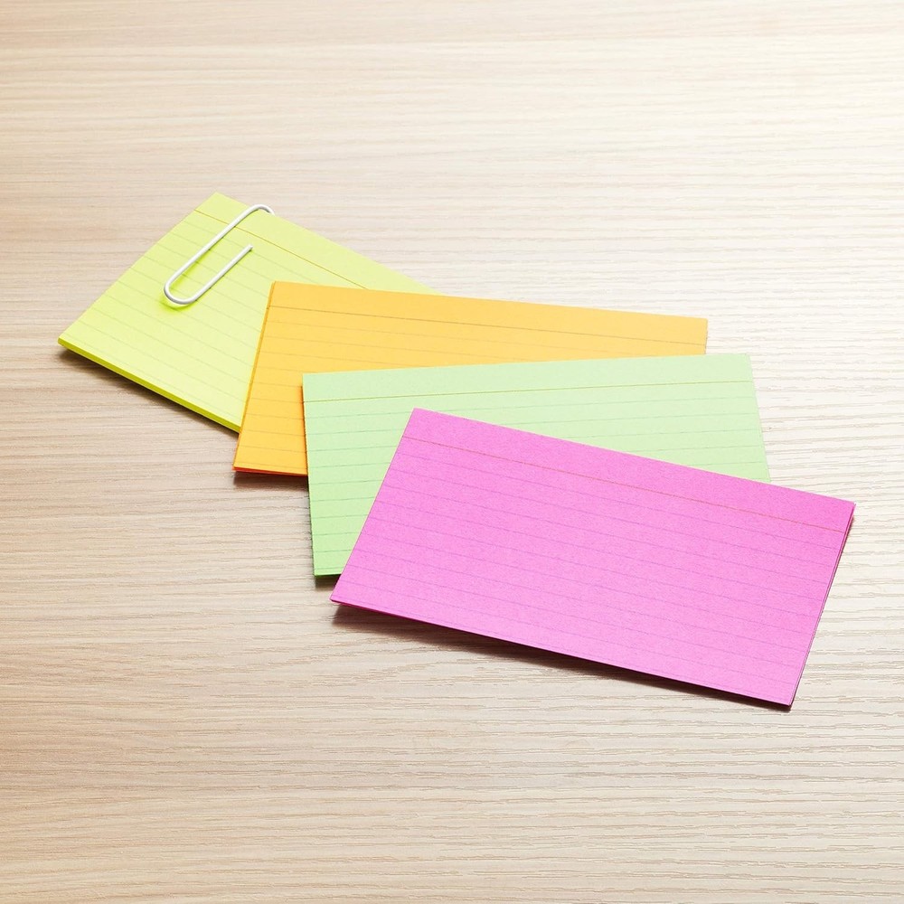 Ruled Index Flash Cards for Studying and Note Taking, Color Coding, Assorted ...
