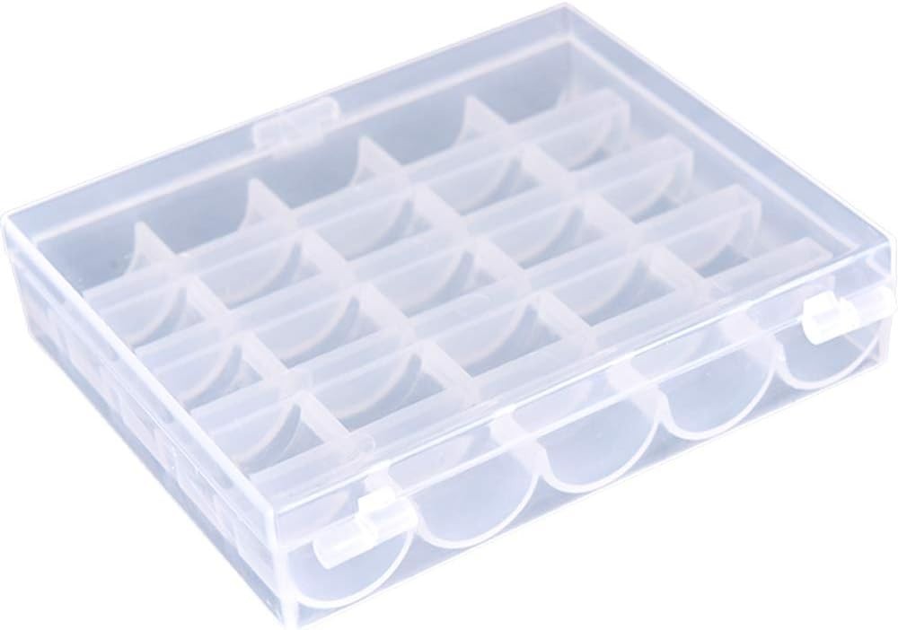 1/2 Pack 25 Slots Empty Bobbin Spool Box Plastic Storage Case for Sewing Machine