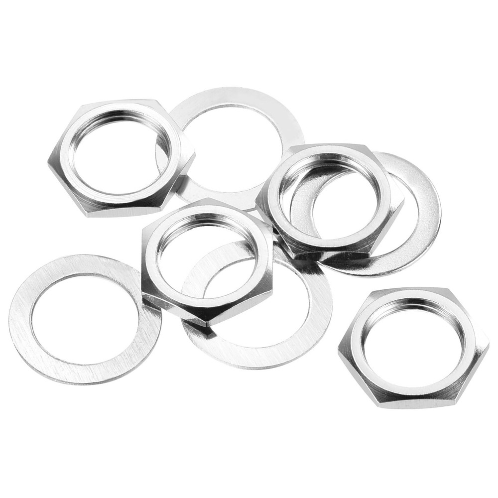 4 Set Guitar Nut and Washers 3/8" Guitar Input Output Jack Socket Nut Silver