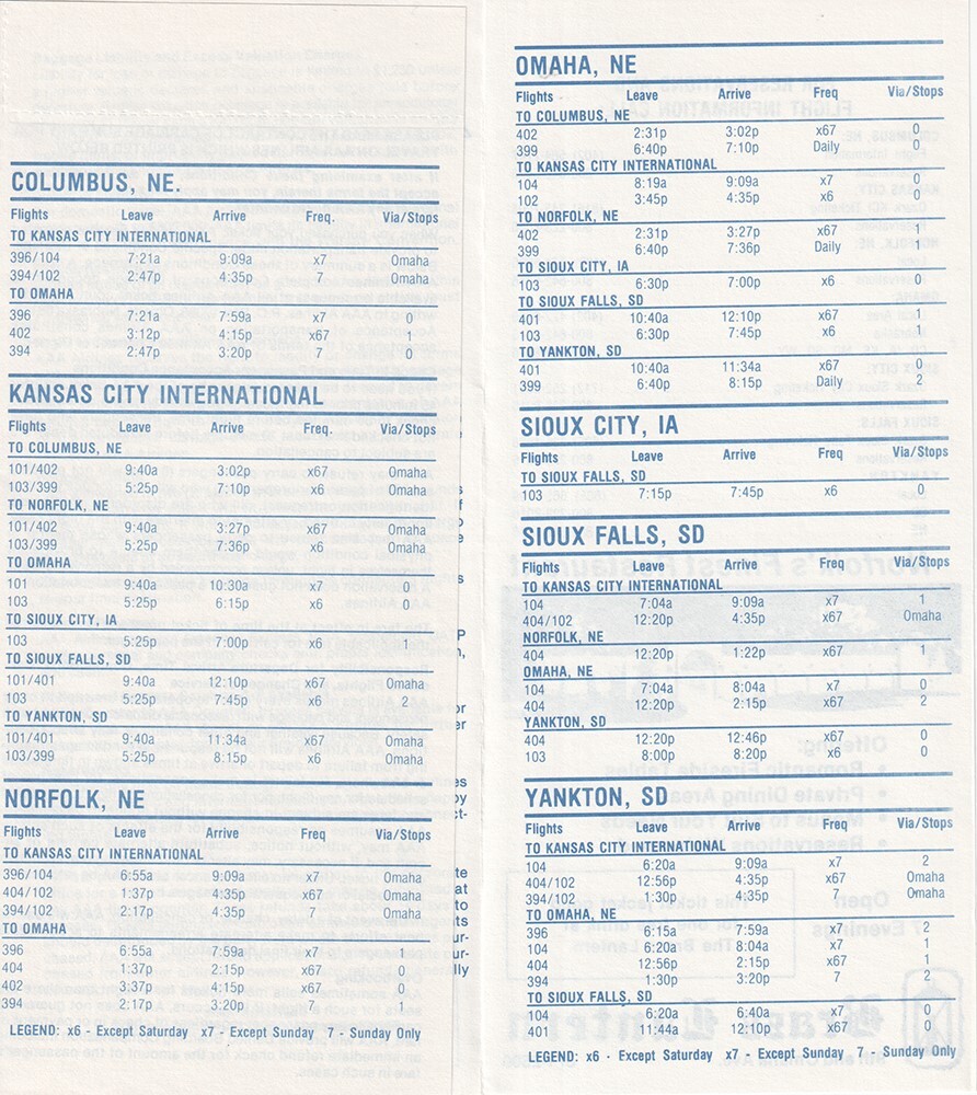 AAA Airlines timetable 1984/05/01