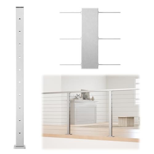 Cable Railing Post 36 Inch 36"x2"x2" Level Drilled Surface Mount Level post