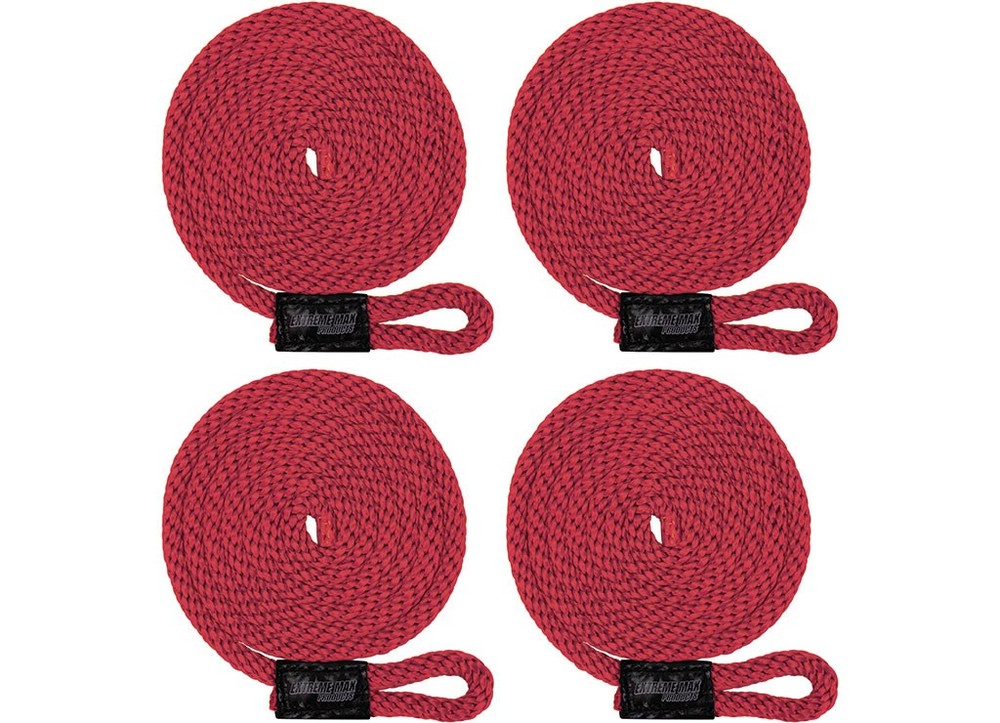 Extreme Max 3006.3366 BoatTector Solid Braid MFP Fender Line 4-Pack 3/8"x5', Red