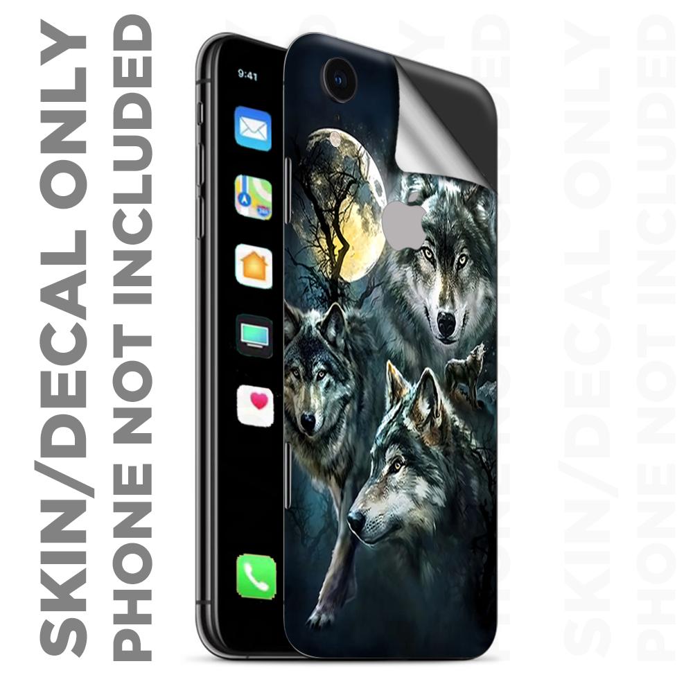 Skins Decal Wrap for Apple iPhone XR - 3 Wolves Moonlight