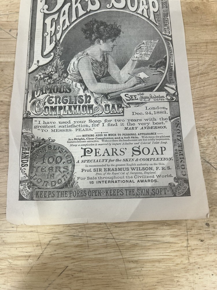 Antique 1883 Pears Soap Paper Advertisement
