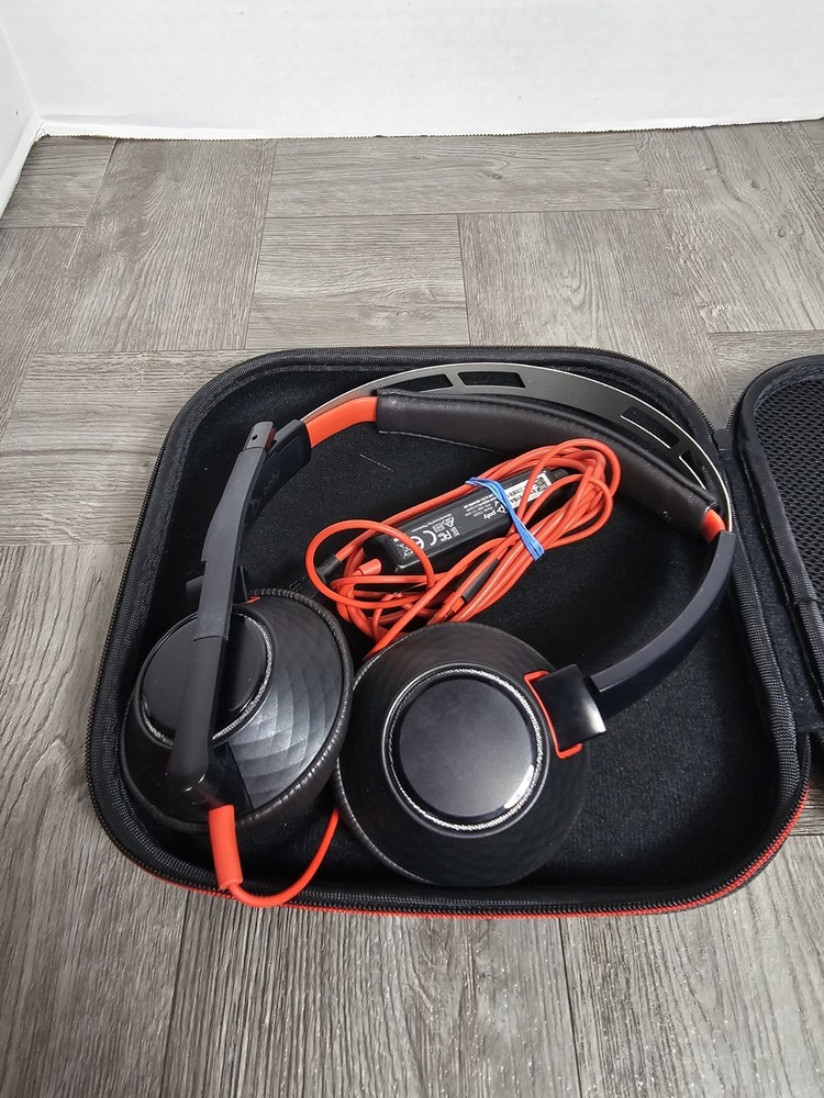 Plantronics Poly Blackwire 5220 Stereo USB Wired Headset With Mic & Case*Tested*