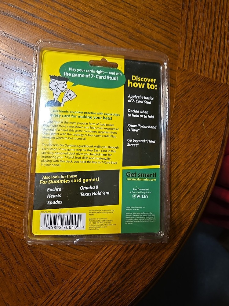 Seven card stud or dummies, 40 page Guidebook & teaching deck. New in Package.