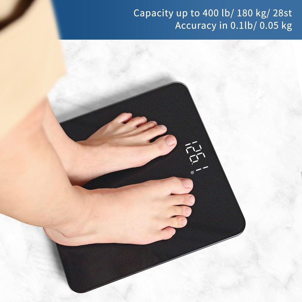 Professional Digital Bathroom Scale with Clear LED Display - Includes Batteries