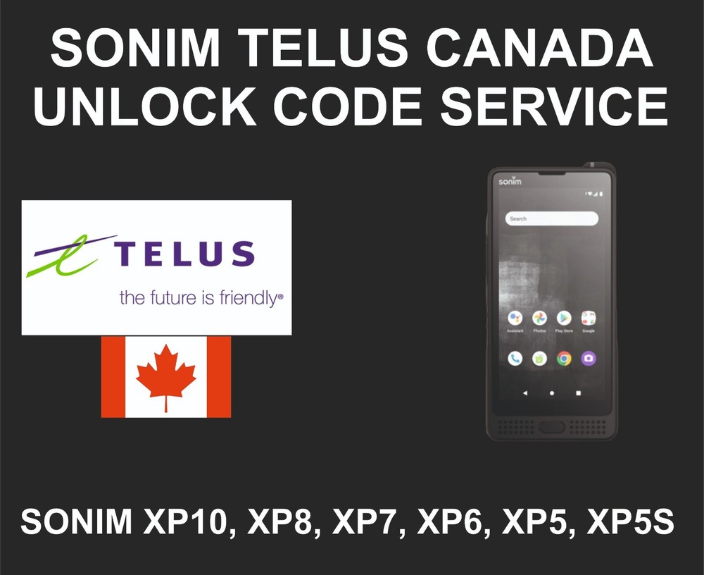 Sonim Telus Canada Unlock Code, Sonim XP10, XP8, XP7, XP6, XP5, XP5S