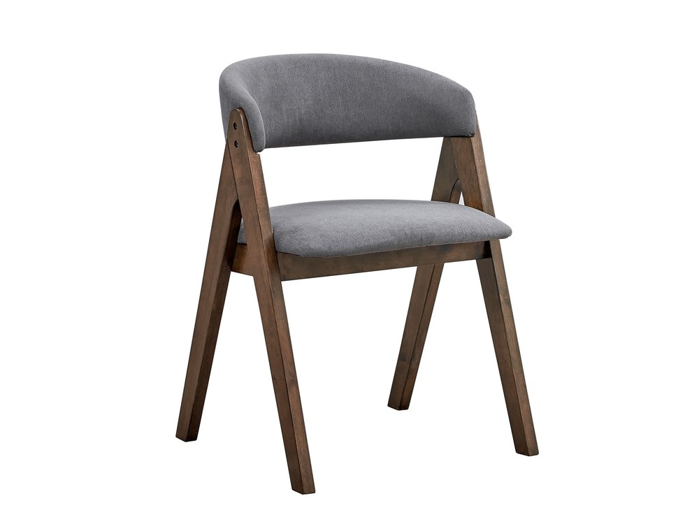 Keiki Gray Fabric & Walnut Finish Side Chair