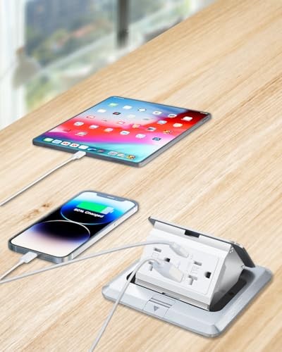 Floor Pop Up Outlet, Pop Up Waterproof Floor Electrical Box Type-C 2pack Silver