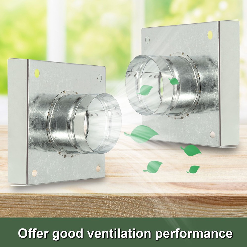 6" Square Galvanized Duct Connector Flange, Silver Tone