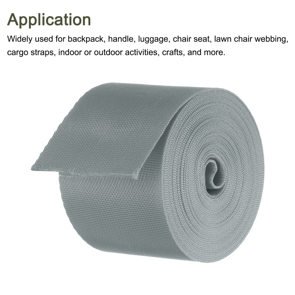 Flat Nylon Webbing Strap 2 Inch 5 Yards Iron Gray for Backpack