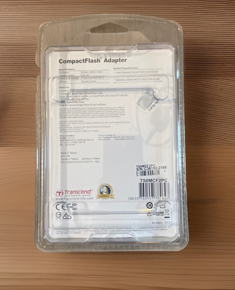 Transcend CompactFlash Adapter TSOMCF2PC NEW in sealed package