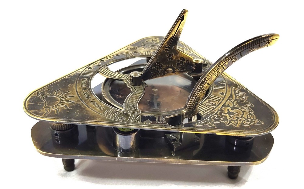 Brass Sundial compass Trangular compass - sundial transit compass