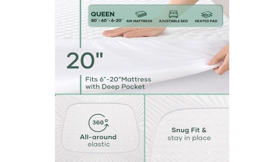 Waterproof Mattress Protector Queen Fitted Cover Breathable Stretchable