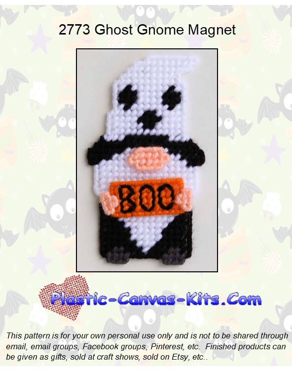 Ghost Gnome Magnet-Plastic Canvas Pattern or Kit
