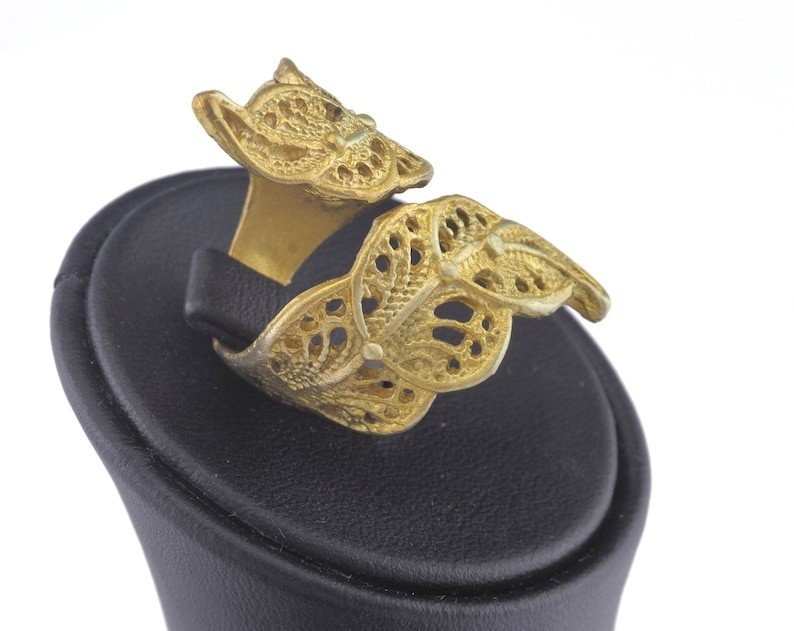 Leaf Ring Adjustable Raw brass (18.5mm 8.5US inner size) 2835