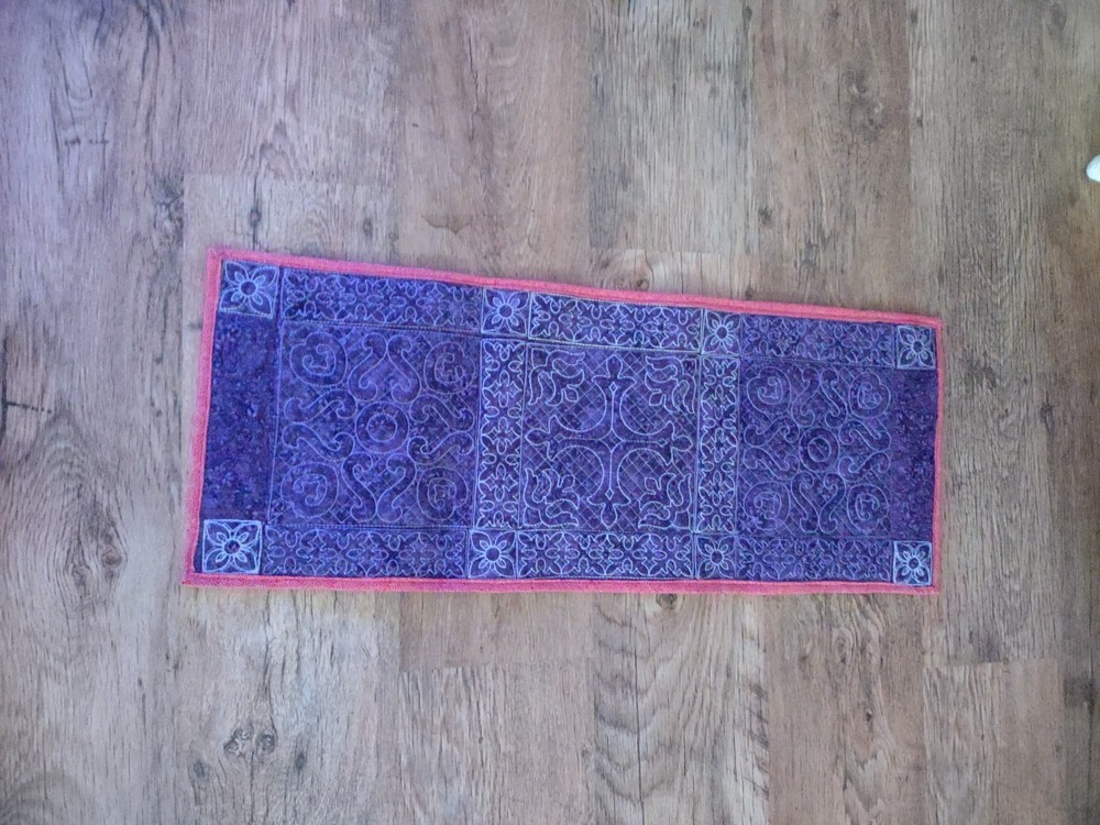 Handmade Machine Quilted Table Runner  Reversible Celtic Cross Purples 12x32"